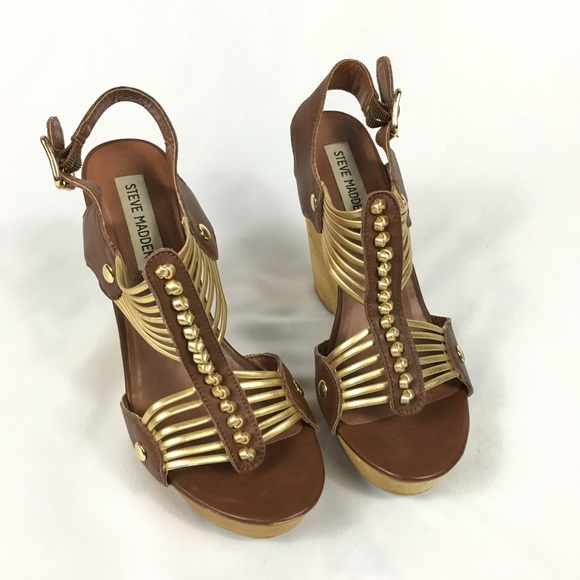 Steve Madden | Shoes | Steve Madden Wooden Heel Platform Sandals Tuscaan | Poshmark